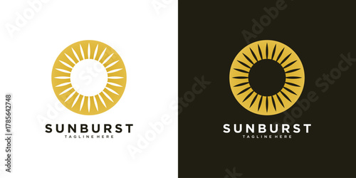 Sun logo design with circle and gold color