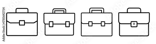 Set of four business briefcase icons line art vector design