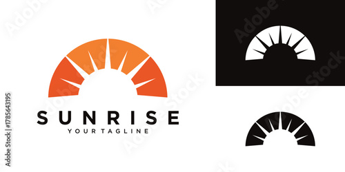 Geometric sunrise logo design template