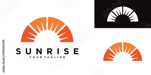 Geometric sunrise logo design template