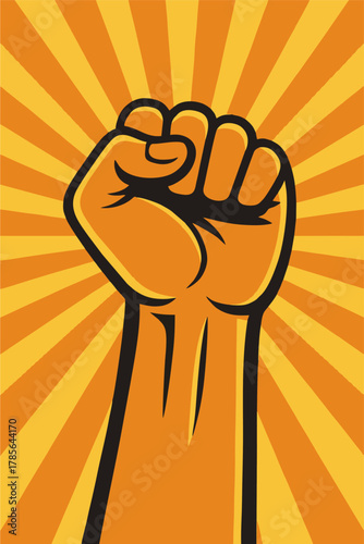 Raised Fist with Radiating Light – Symbol of Power, Protest, and Unity