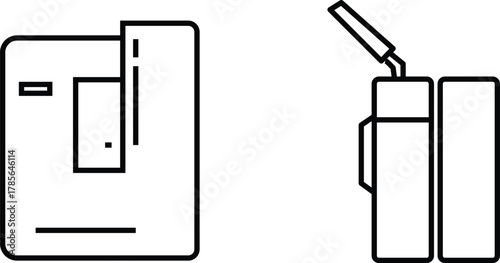 Line Art Illustration: Coffee Maker & Kettle Vector Graphic. Minimalist Kitchen Appliance Icons for Design & Decor Projects. Black & White Outline.