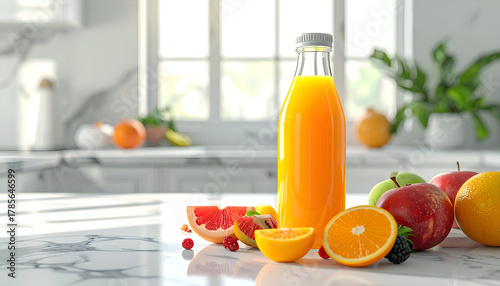 Fototapeta Naklejka Na Ścianę i Meble -  juice and fruits on the table