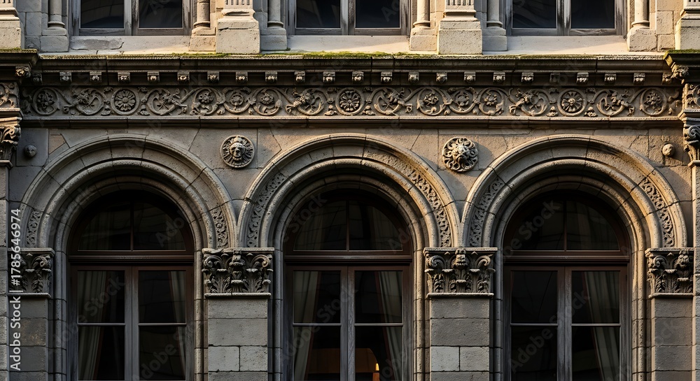 Obraz premium Timeless Architectural Detail: Classic Stone Building Facade for Historical and Cultural Projects, Promoting Heritage and Elegance in Design