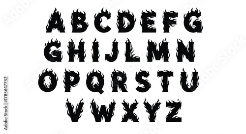 Dynamic alphabet letters ablaze with fiery flames, vibrant heat