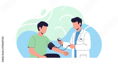 Medical Checkup Illustrative Concept Depicting Healthcare Interaction and Diagnosis in Clinic