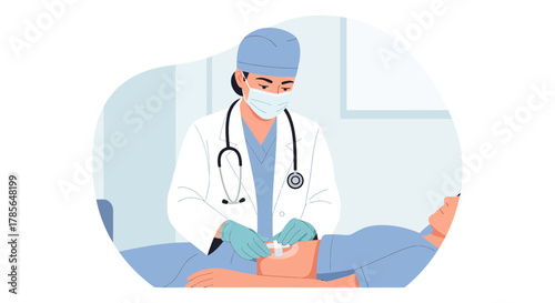 Hospital Treatment: Doctor Administering Medical Assistance to A Patient in Hospital Setting