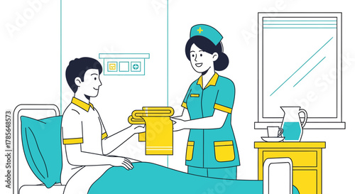 Kind Healthcare Offering: Nurse Providing Patients with Comfort and Recovery Support