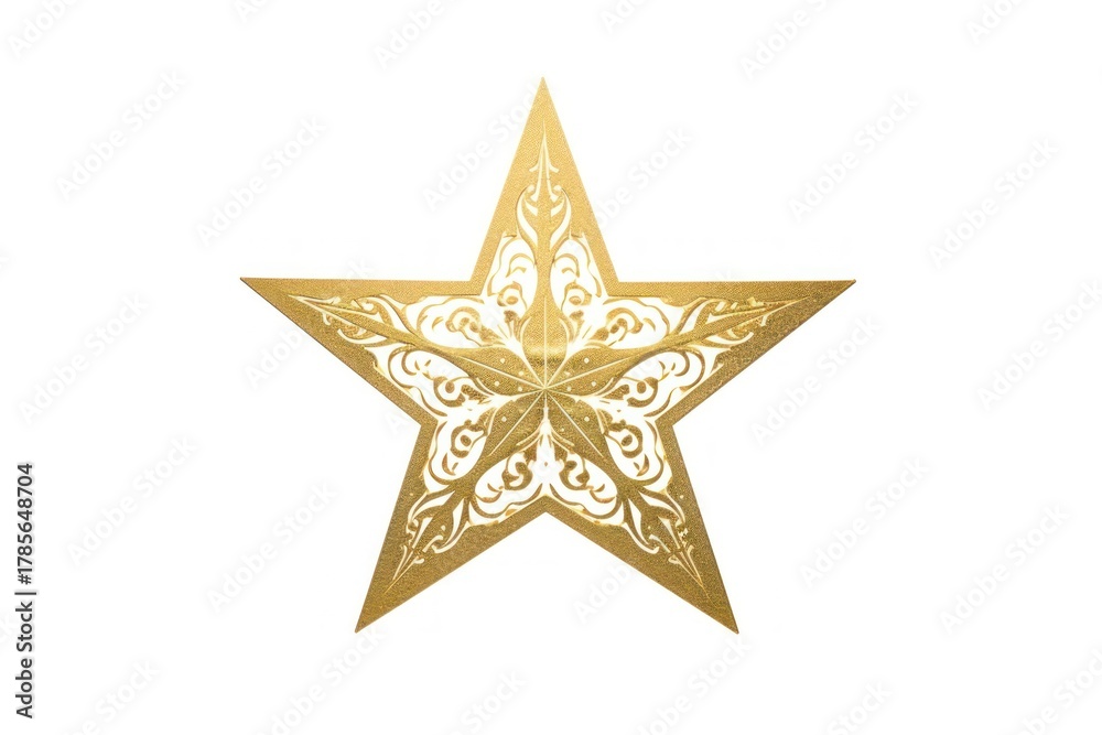 Fototapeta premium Ornament star gold symbol white background.