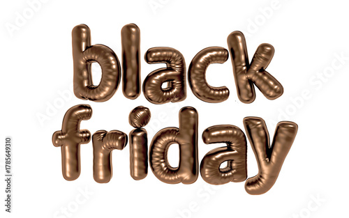 Black Friday Balloon Letters 3d render isolated on white background
