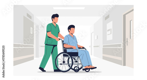 Medical Facility Scene Illustrating Healthcare And Assistance in a Clinical Environment