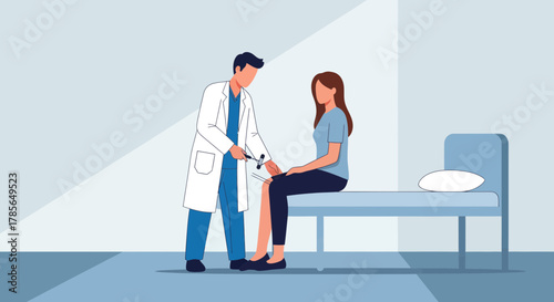 Medical Examination: Neurological Reflex Testing Process Between Doctor and Patient
