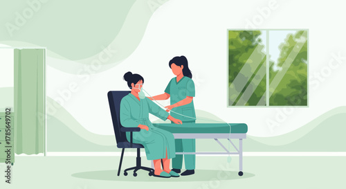 Medical Professional Administering Oxygen To A Patient At The Hospital Facility