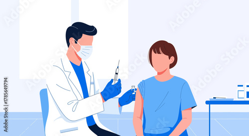 Medical Professional Administering The Vaccine Injection, Healthcare And Vaccination Concept
