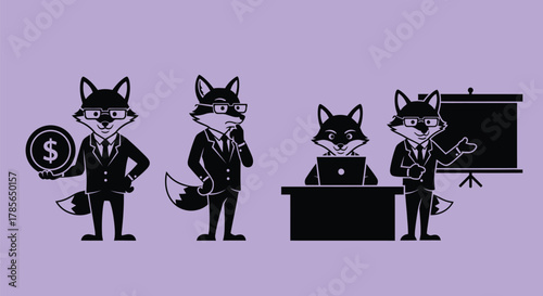Foxes in business suits vector illustration stock illustration