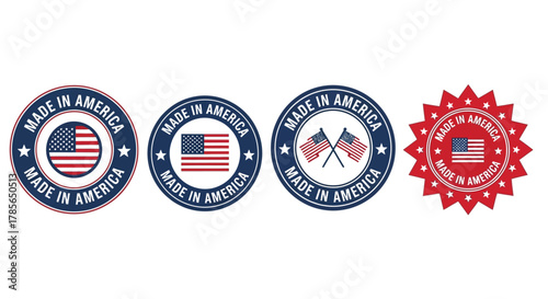 Made in america patriotic american flag product label designs