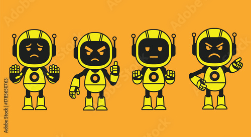 Robot emotions ai chatbot expression vector illustration set