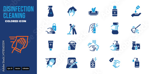 Disinfection and Cleaning colored icon set vector design good for web and mobile app