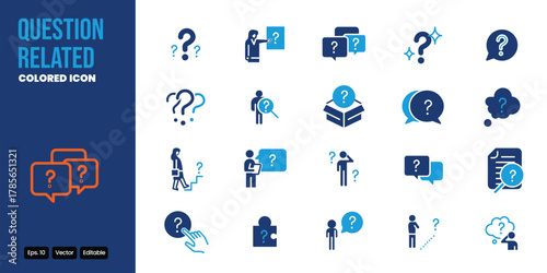 question colored icon set vector design good for web and mobile app