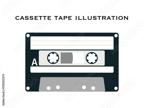 白黒のカセットテープイラスト | 懐かしいレトロな音楽メディアベクター