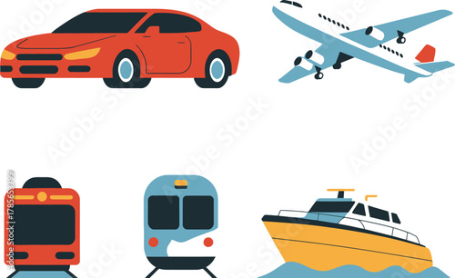 Explore transportation methods by plane, car, train and boat for your next journey