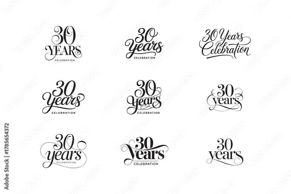 Fototapeta premium 30 Years Celebration Decorative Classic Calligraphy Typography Design