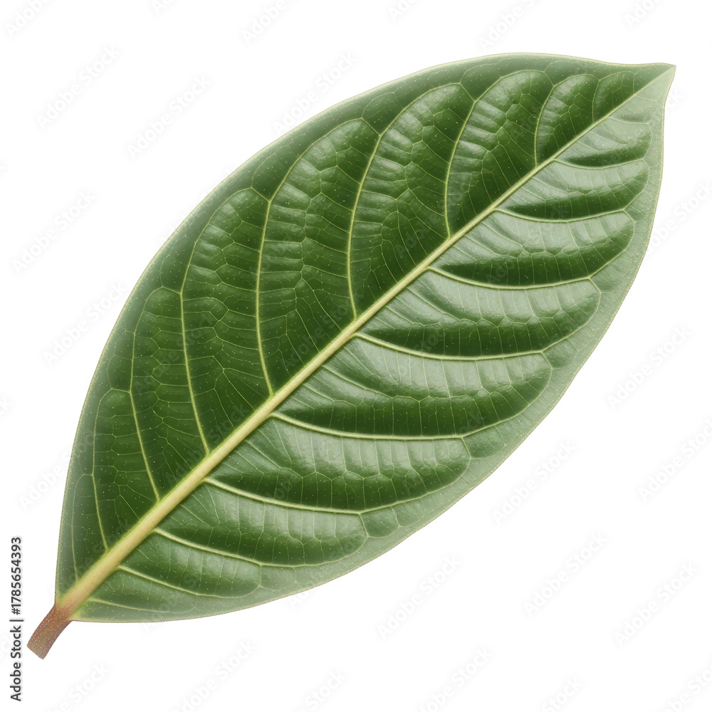 Obraz premium A Vibrant Green Leaf with Detailed Veins Isolated On Transparent Background