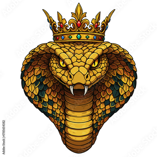aesthetic logo of the cobra snake king with a crown symbolizing strength and grandeur