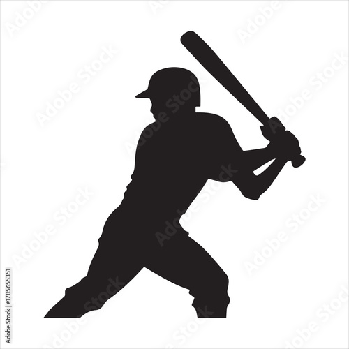 a baseball player is swinging a bat silhouette
