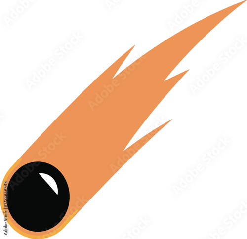 Orange Comet With Black Core Streaking Across White Background meteor space
