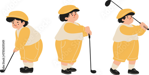 junior golf player children sports character clipart collection