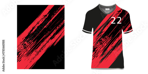 sublimation jersey design grunge brush red black halftone sporty modern racing abstract horror flashy lines motorsport car sticker livery game esport.eps10
