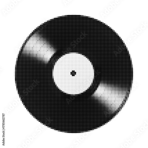 Vector illustration of a vinyl record with halftone texture. Retro music design for posters, album covers, or vintage-themed decoration.