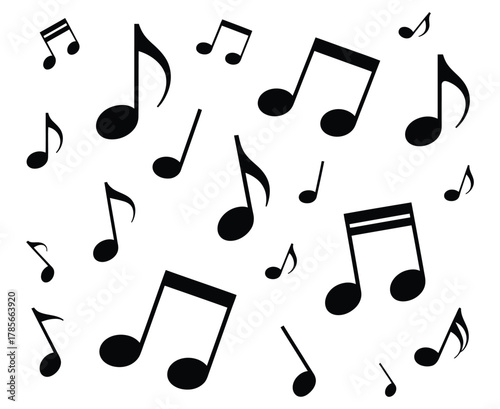 Seamless Black Music Notes Pattern - Melody, Rhythm, and Sound Background Vector