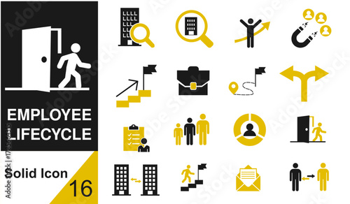 Employee lifecycle solid icon vector illustration 