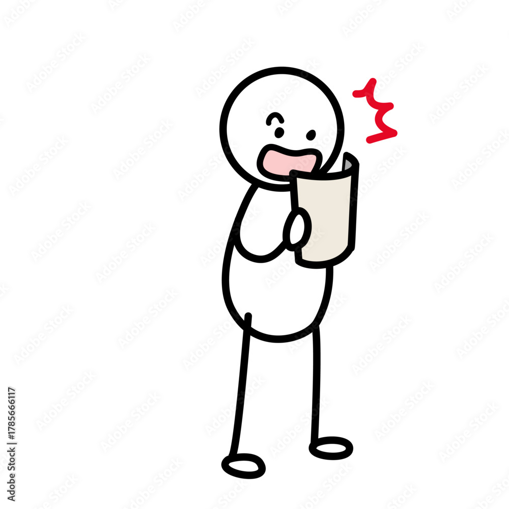 Obraz premium Stick figure surprised while reading a document