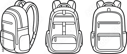Backpack illustration, line art drawing, school bag sketch, travel backpack design, student accessory, fashion outline, luggage concept, minimalist vector, education supply, graphic