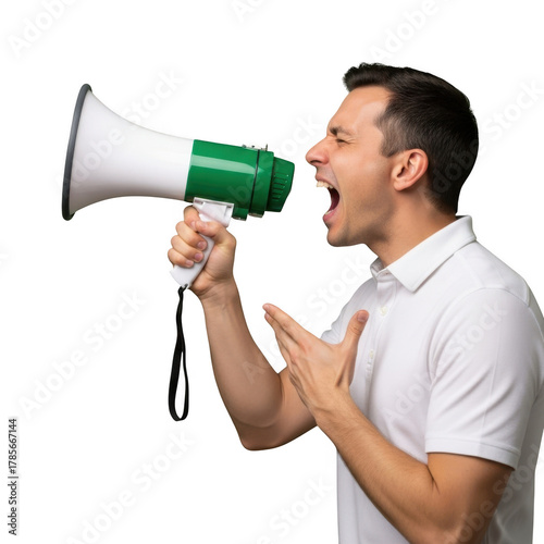 Man shouting through megaphone