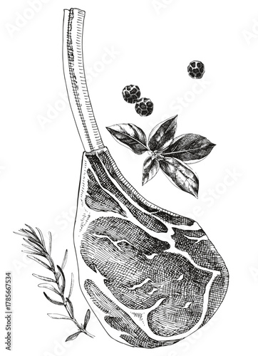 Raw beef tomahawk steak vector