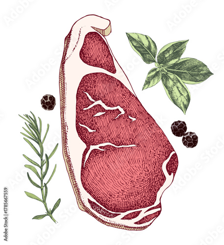 Raw beef sirlion steak vector