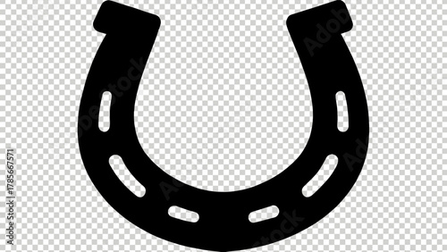 Lucky horseshoe symbol for new beginnings, protection, and good fortune in classic black design