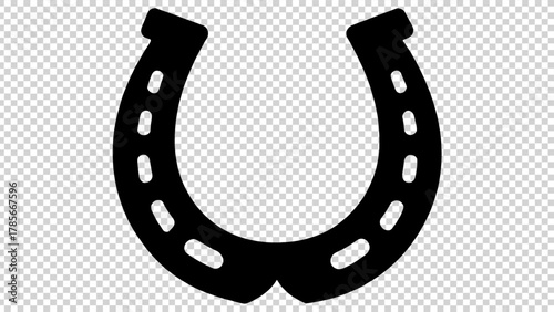 Lucky black horseshoe symbol, perfect for western themes, Irish traditions, or equestrian designs