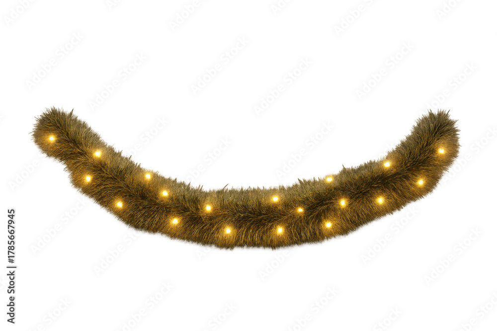 Obraz premium Christmas garland decor element with glowing string lights, festive winter holiday season decoration, transparent background