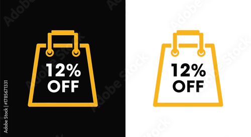 Twelve percent off sale promotion shopping bag discount offer ad editable