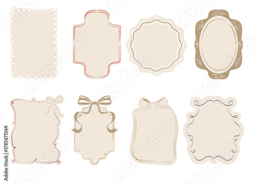 Collection of Cozy frames, tags template. Perfect for decorate photo, greeting or invitation cards, posters. Editable vector