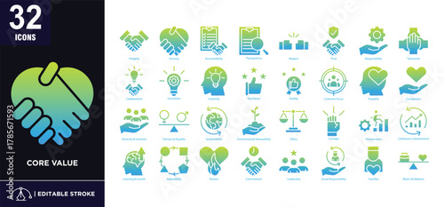 Core Value Glyph Gradient Icon Set