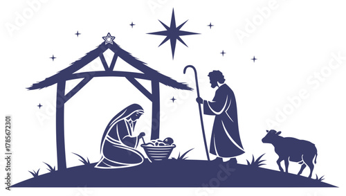 Christmas Nativity Silhouette Illustration 