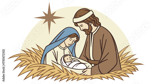 Holy family in the nativity scene