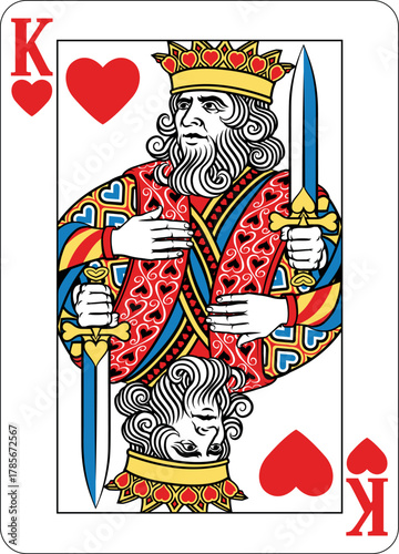 King of Hearts design from a new original deck of playing cards.