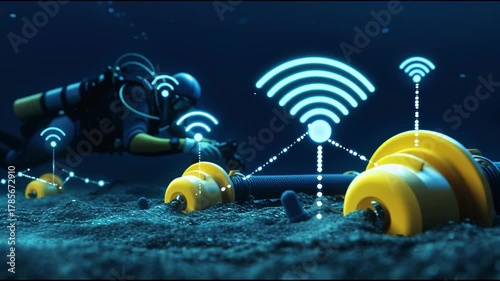 Engineers dive to repair underwater fiber optic internet cables under the sea.